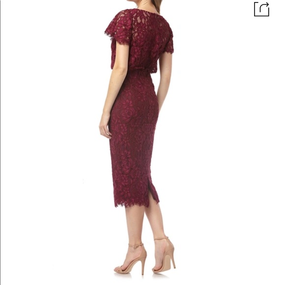 Beautiful!! JS collection Embroidered Lace Blouson Cocktail Dress - Berry - Picture 7 of 10